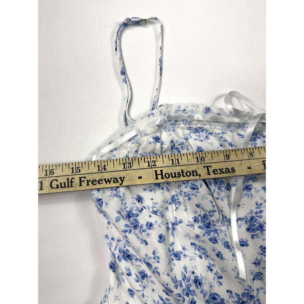Aeropostale Blue Floral Mini Dress spaghetti straps Sz M - Picture 10 of 11